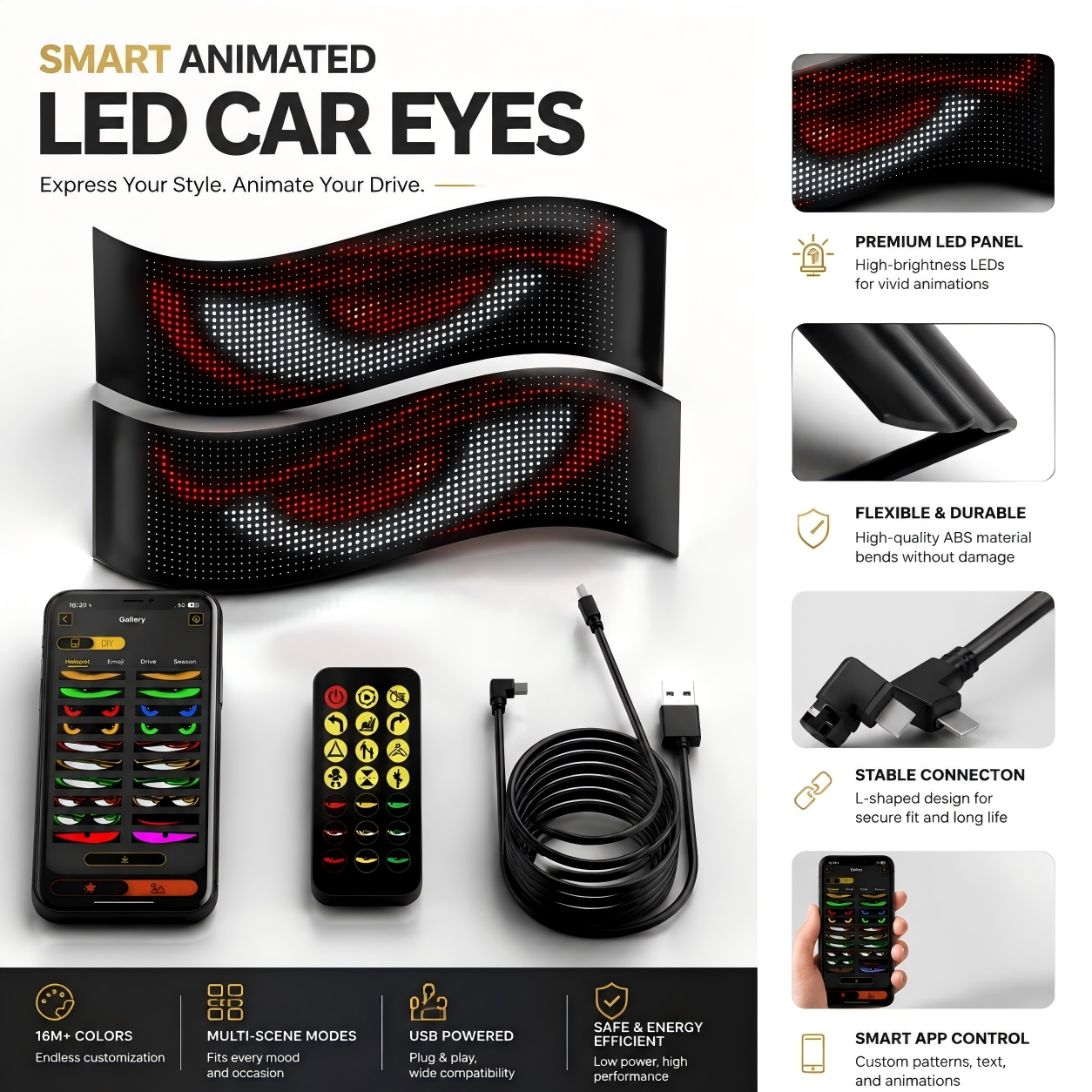 Demon Eyes Car LED Logo APP LE - Electronics Gadgets For Car 评论和价格