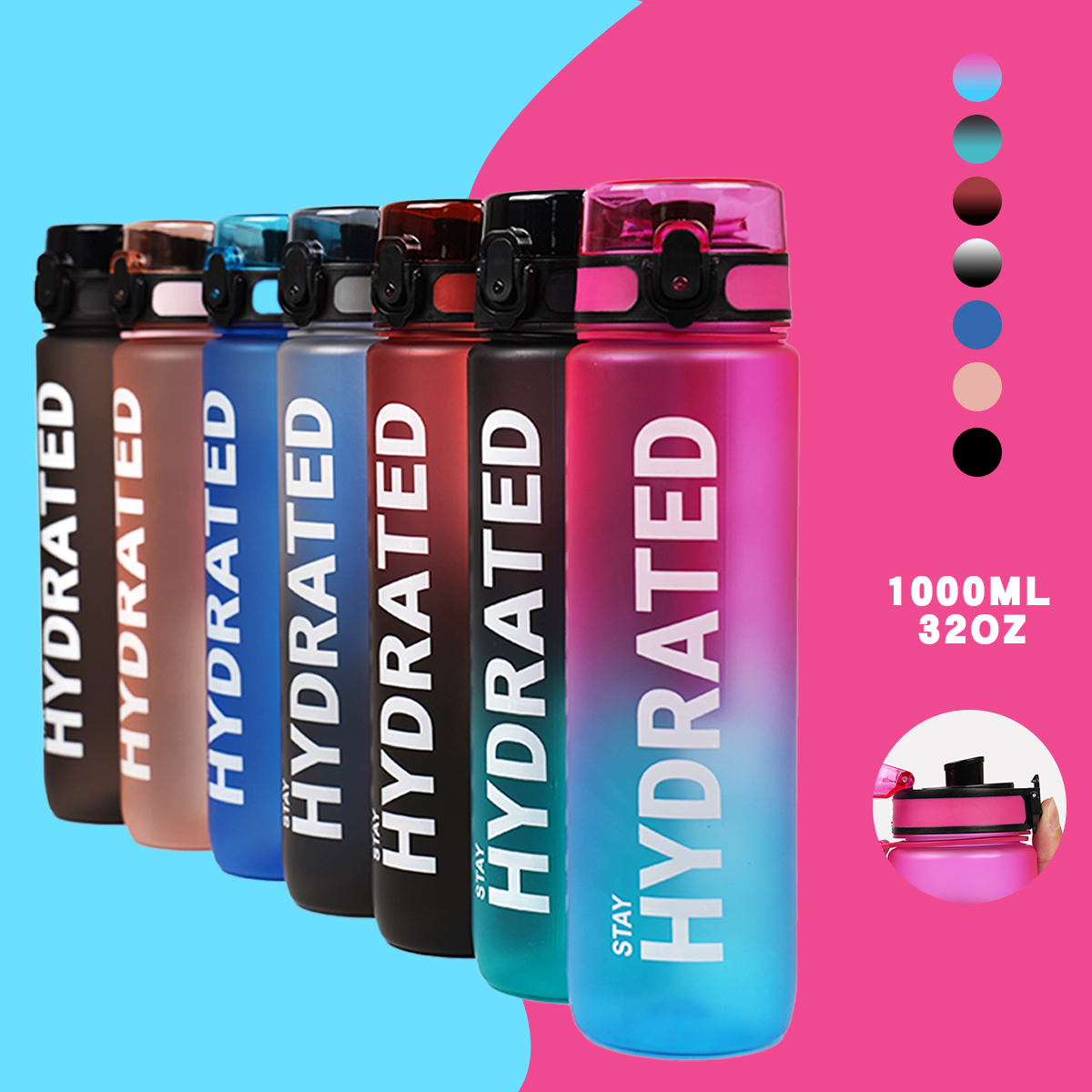 1pc 1000ml large capacity tran - Smart Water Bottle Tracker 评论和价格