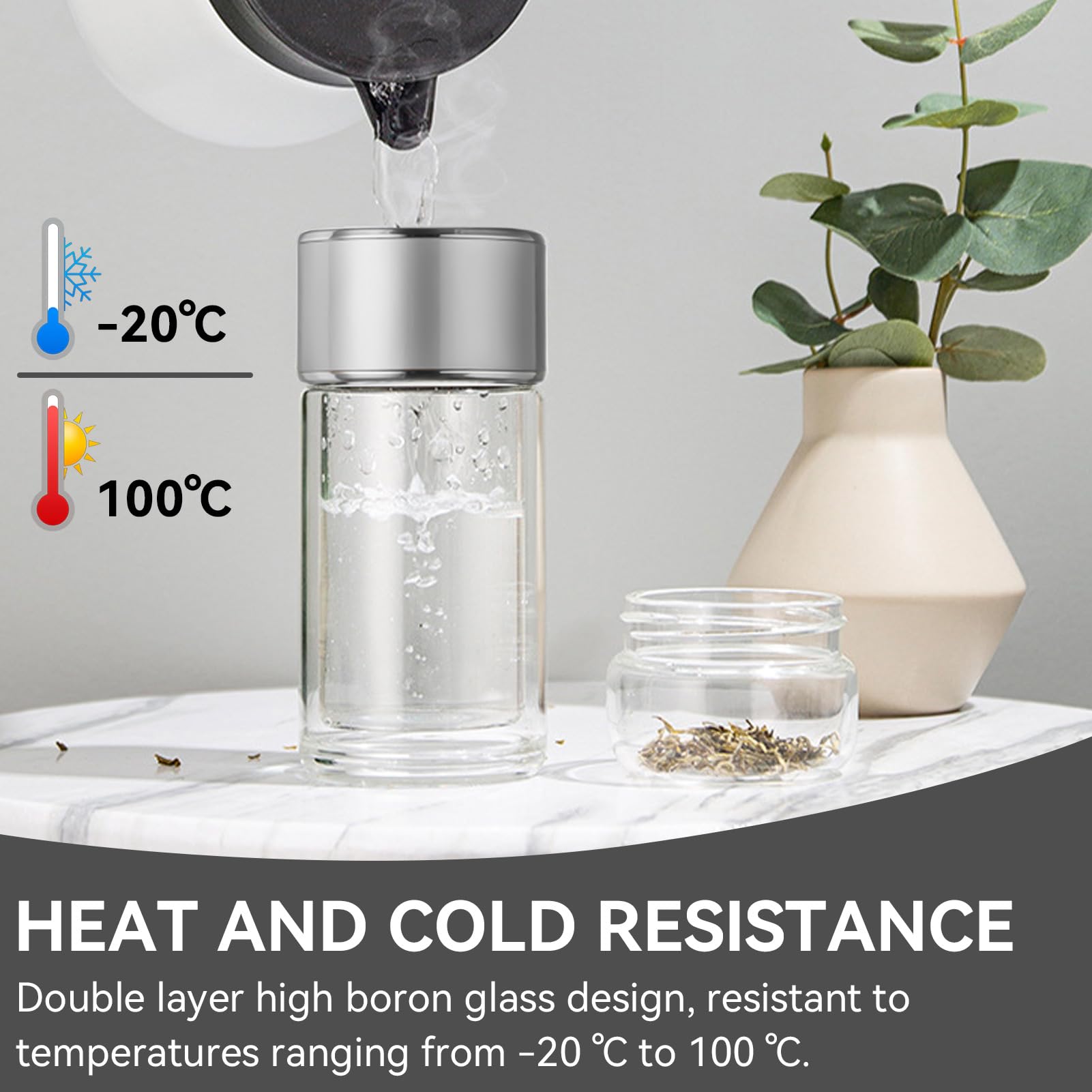 Borosilicate Glass Double Laye - Smart Water Bottle Tracker 评论和价格